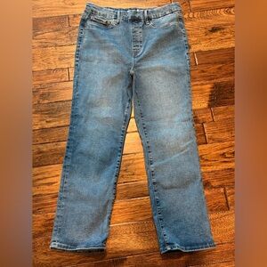 Good American Pull-On Straight Leg Jeans Size L Medium Wash
